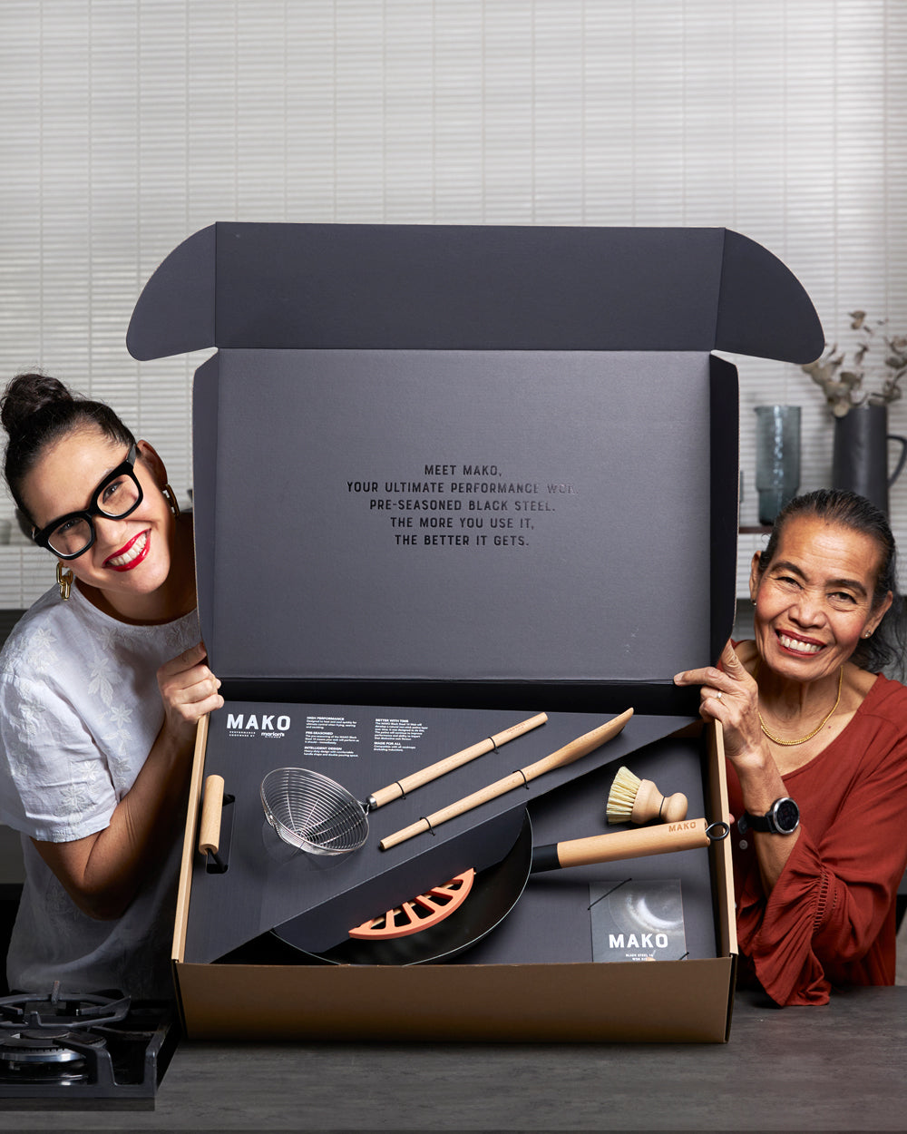 MAKO Black Steel 14 Wok Kit